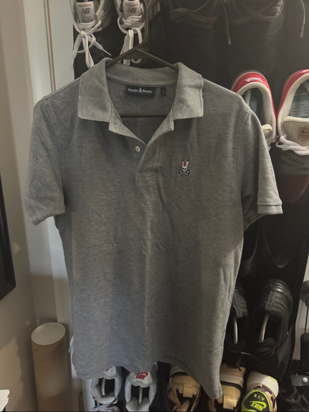 Psycho Bunny Men's Polo Shirt in Gray with Logo. Like new shape. Mens 5(M)